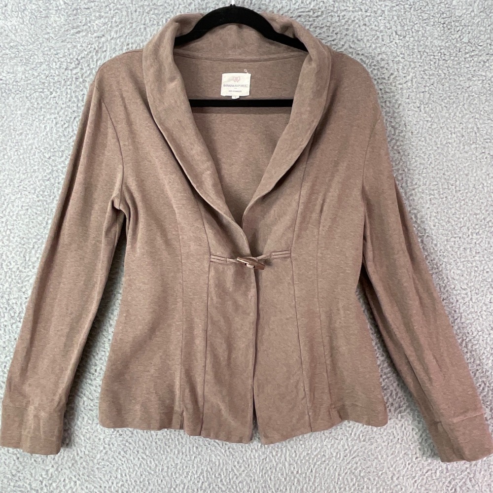 Banana Republic Knit Blazer Women S Brown Excellent Toggle Shawl Collar Cardigan